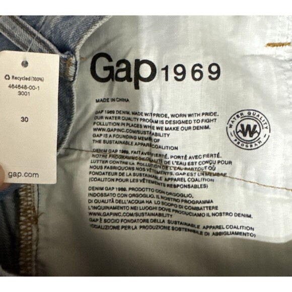 NWT Chic Gap 1969 Denim Sz30 Let Down Blue Raw Hem Distressed Stitched Sweet - Picture 6 of 6